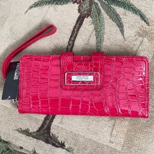 Kenneth Cole Reaction Vibrant Red Croc Embossed Clutch